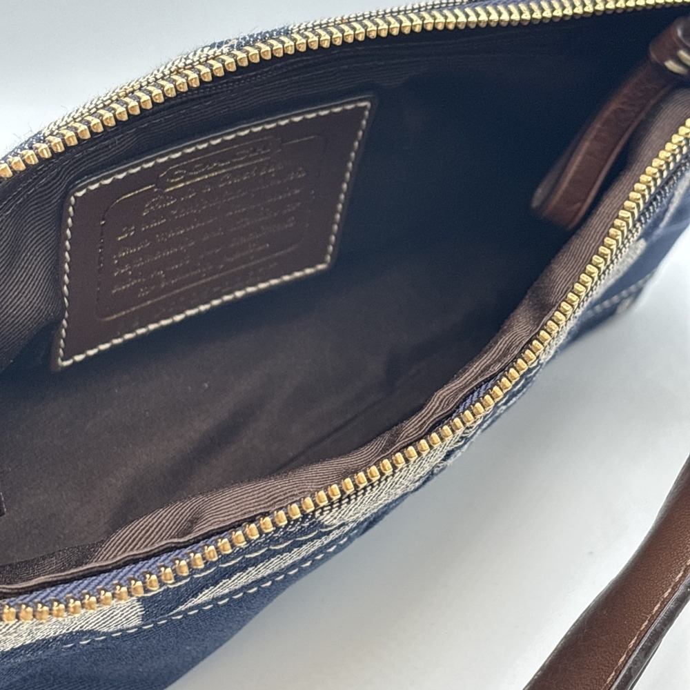Vintage 2000s Y2K Coach Signature Top Handle Navy Blue Purse Bag RARE NWOT - Picture 6 of 10